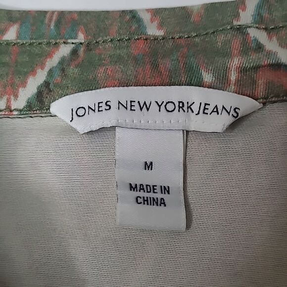 SOUTHWESTERN TWILL GREEN CORAL BUTTON FRONT JACKET JONES NEW YORK  M MEDIUM - Picture 4 of 15